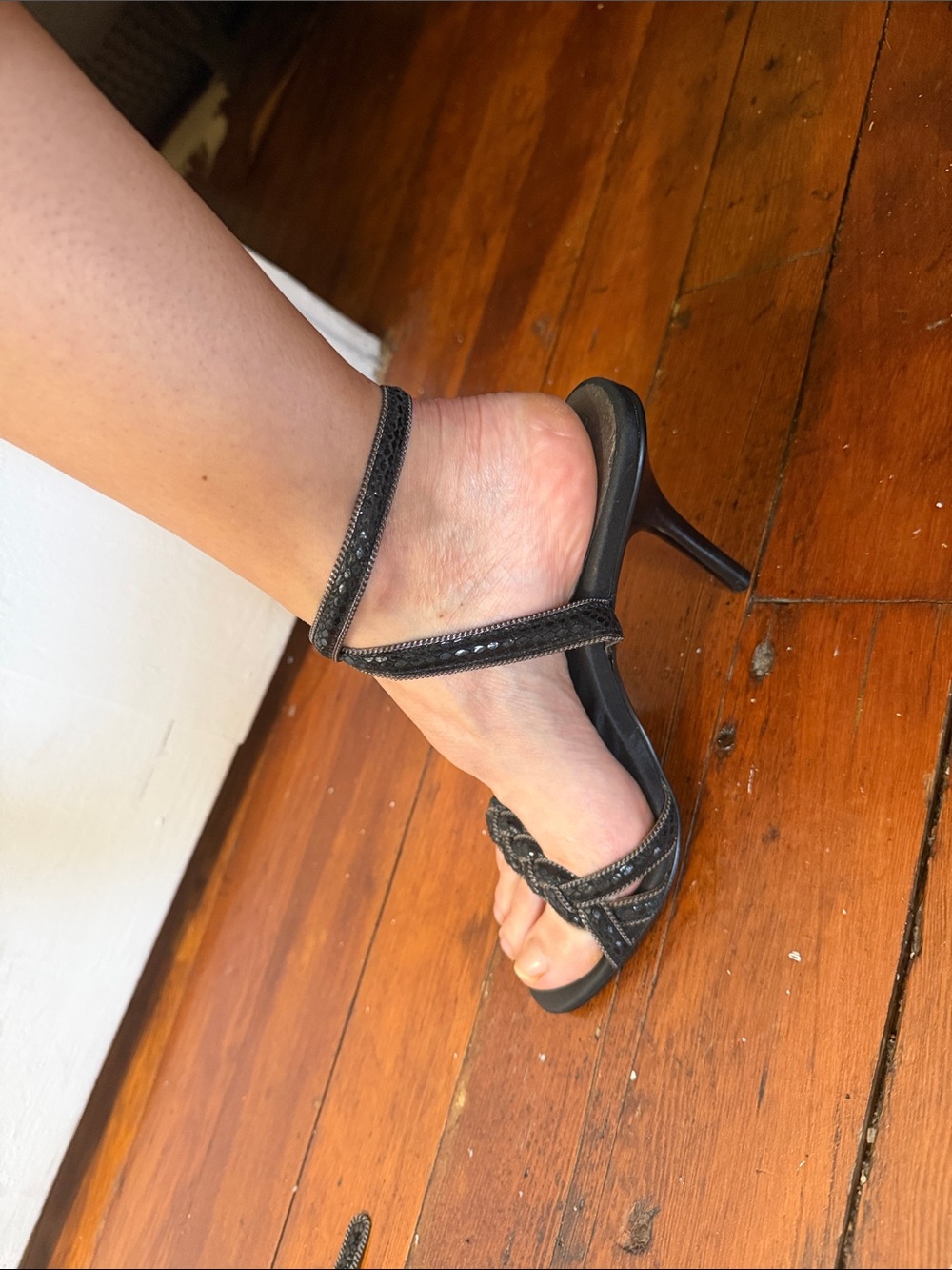 Paolo Black Braided Strappy Stiletto Sandals